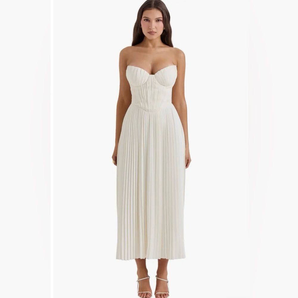 House of CB Pleated White Dress